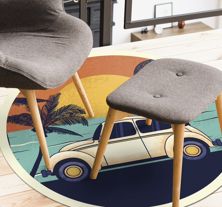 Retro Car Scenery vintage vinyl rug - TenStickers