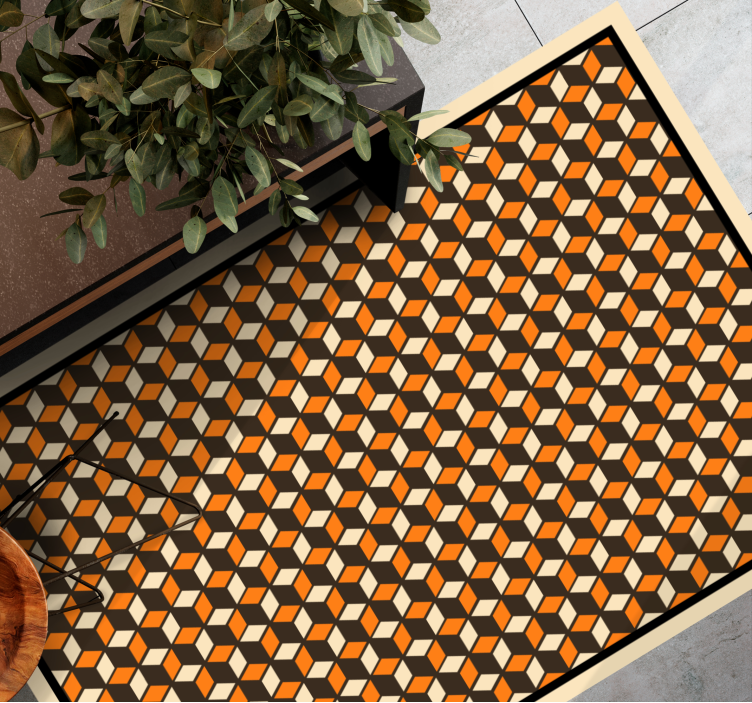 Retro geometric pattern in 3d effect rugs - TenStickers