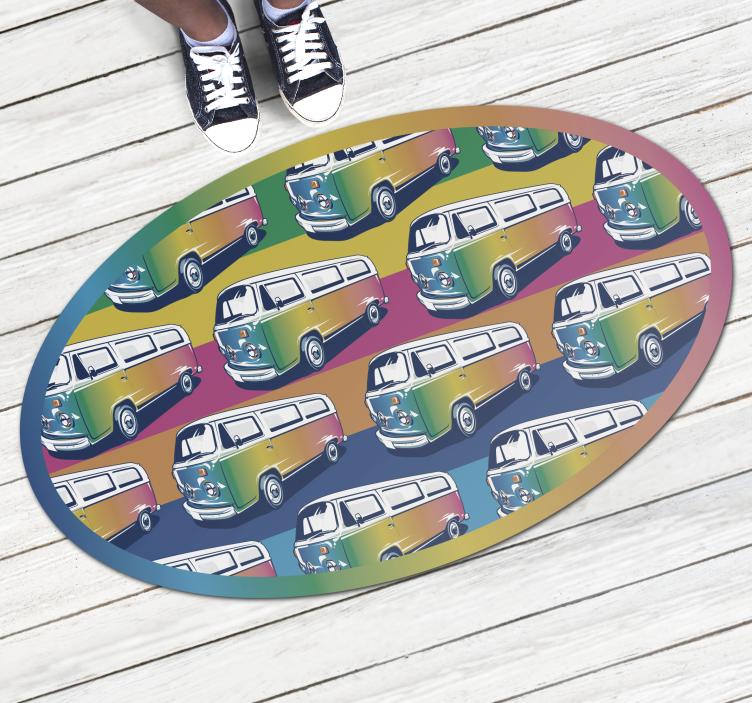 Retro Vehicle Parade kids vinyl rug - TenStickers