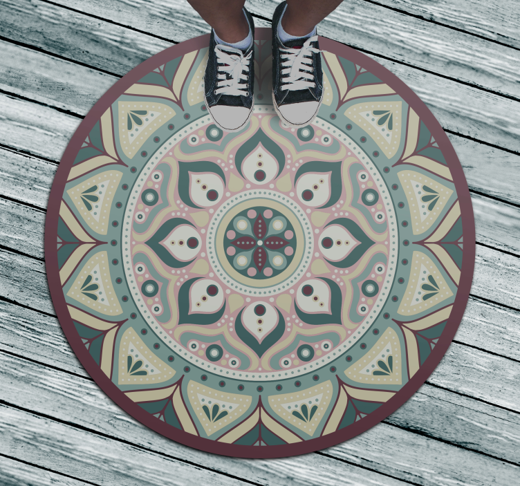 Round vinyl carpet mandala multicolor - TenStickers
