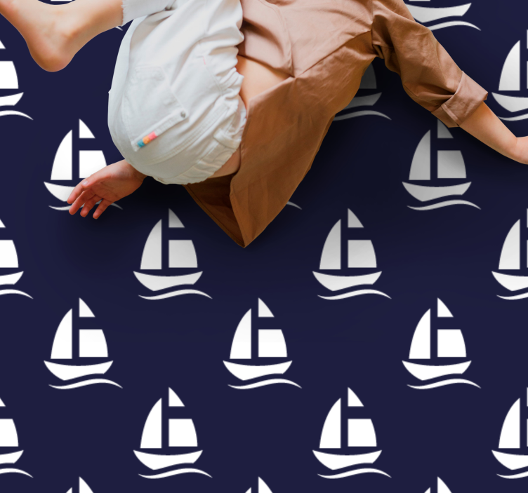 Sailboat Pattern kids vinyl rug - TenStickers