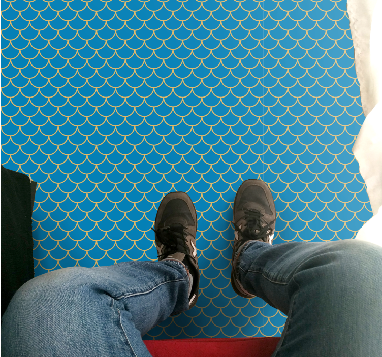 Scalloped Water Pattern road vinyl rug - TenStickers