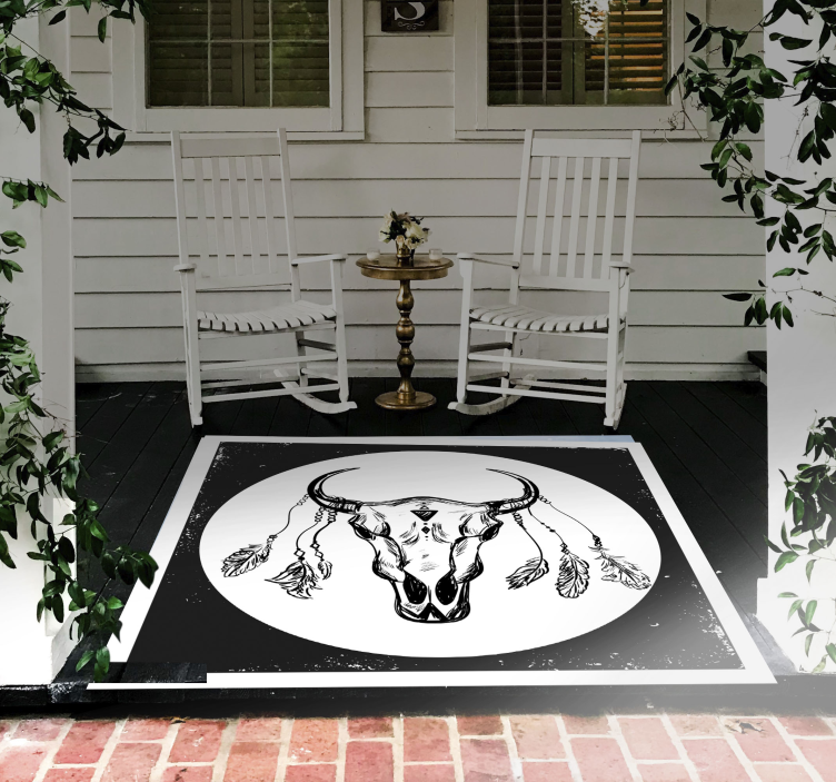 skull cow boho composition ethnic rug - TenStickers