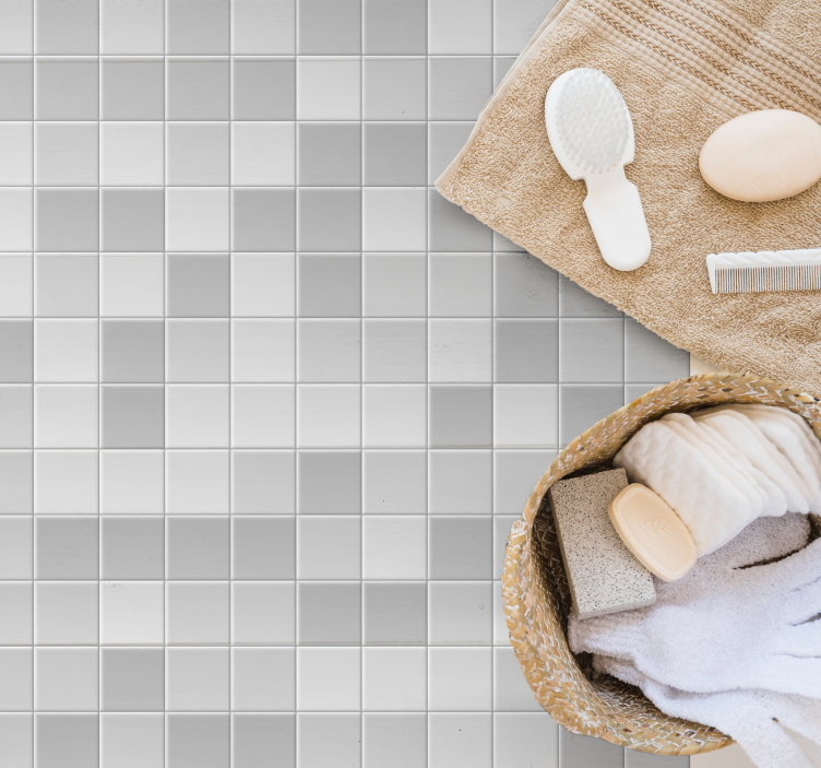 Sleek Grey Mosaic bathroom vinyl rug - TenStickers