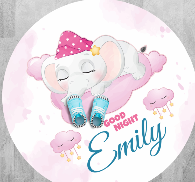 Sleepy Elephant Dream custom vinyl rug - TenStickers