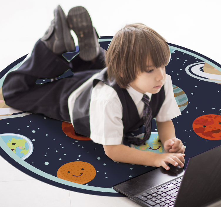Smiling Planet Solar System kids vinyl rug - TenStickers