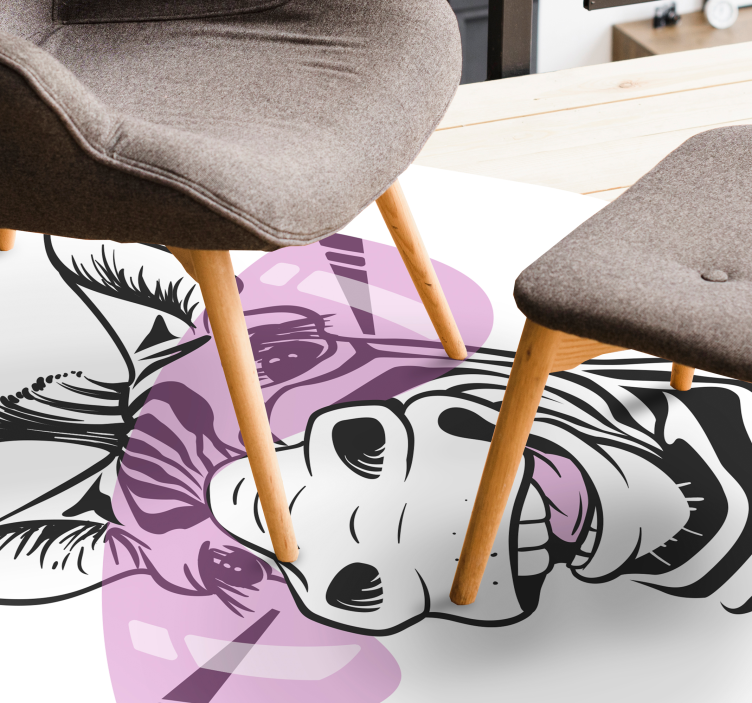 Smiling zebra face animal vinyl rug - TenStickers