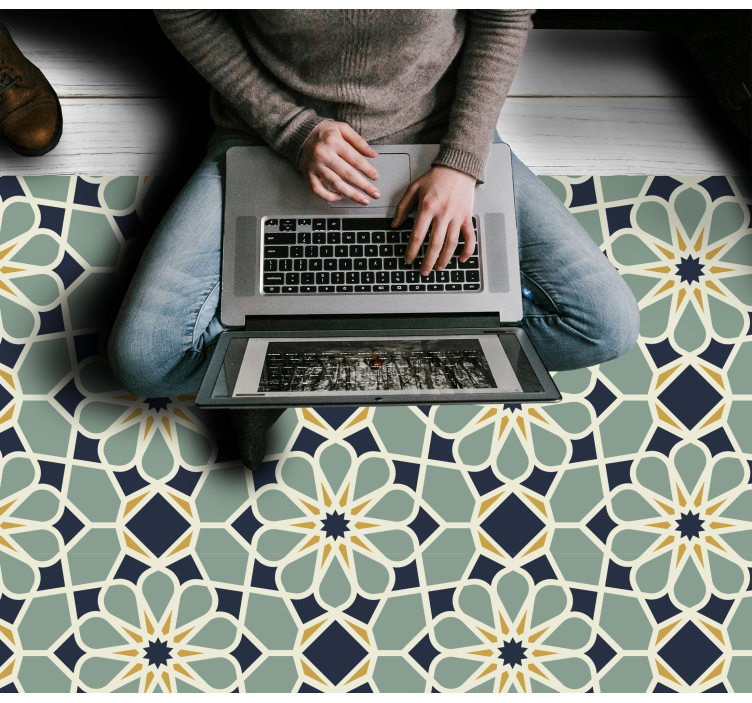 Sophisticated Geometric Motif mosaic vinyl rug - TenStickers