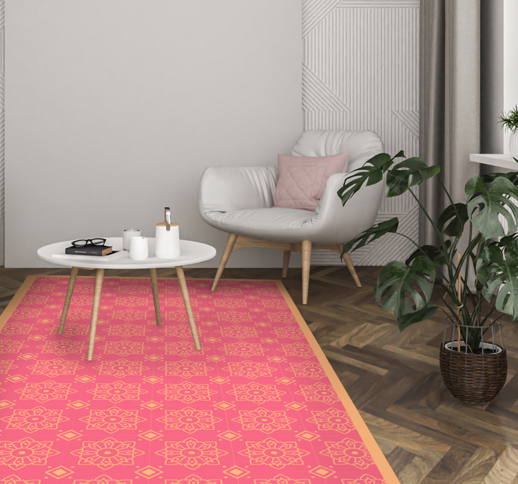 Sophisticated pink tiles living room vinyl rug - TenStickers