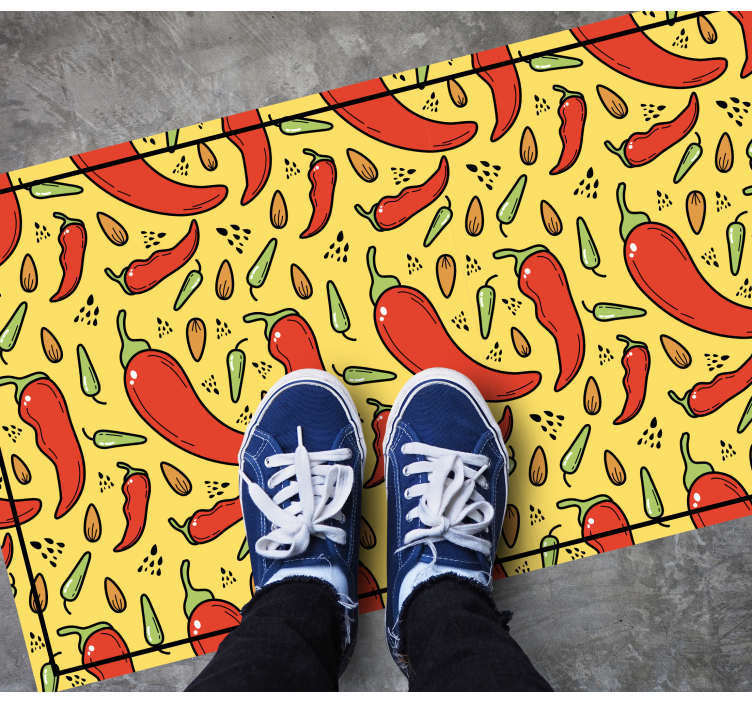 Spicy Pepper Pattern kitchen vinyl rug - TenStickers
