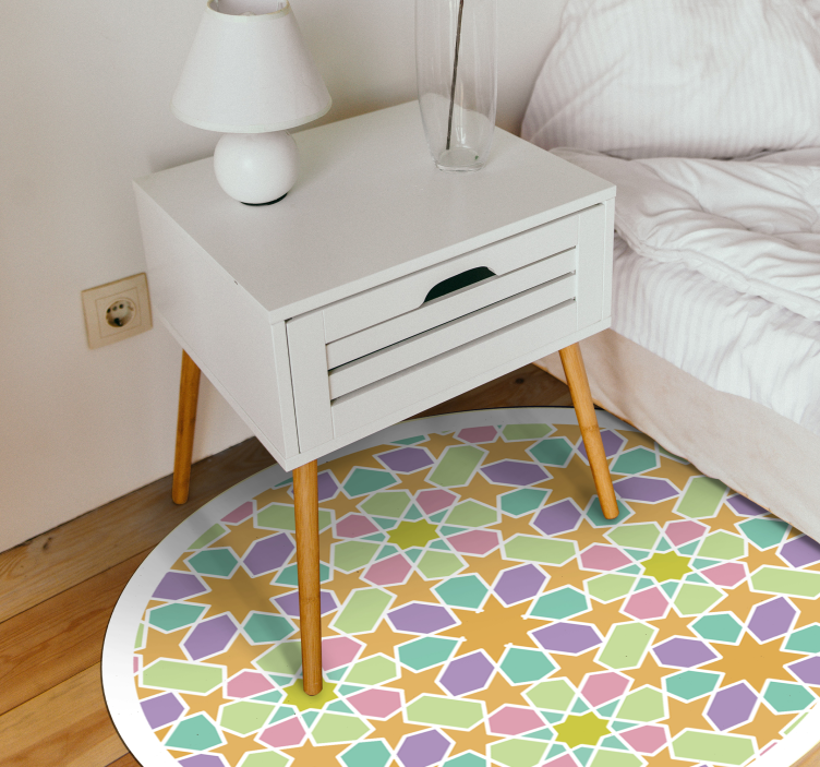 Star Mosaic Circle geometric vinyl rug - TenStickers