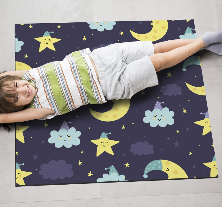 Fabulous stars and moon kids vinyl rug - TenStickers