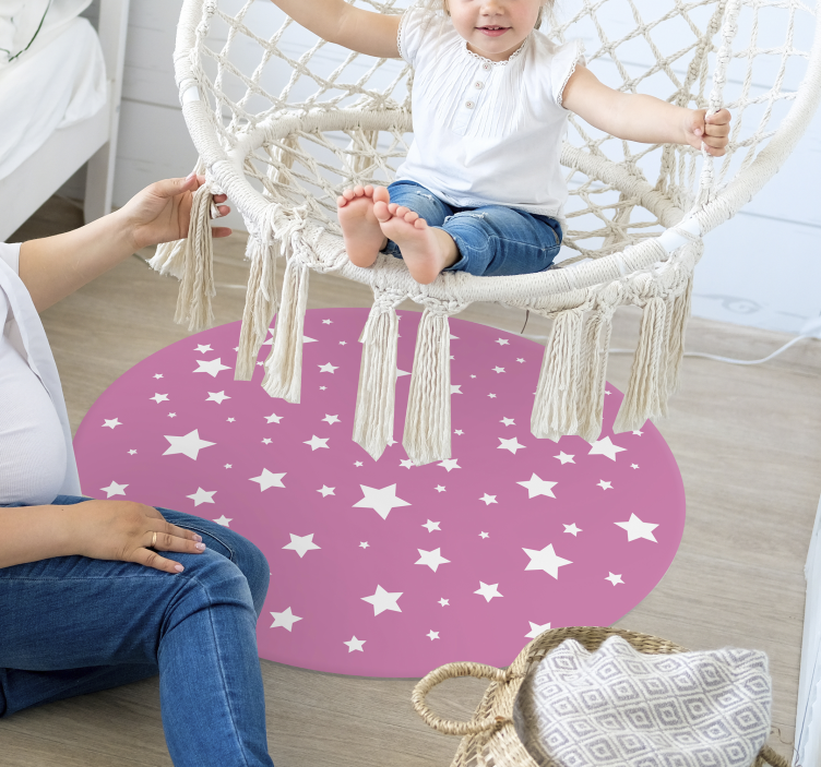 Stellar Pink Circle star vinyl rug - TenStickers