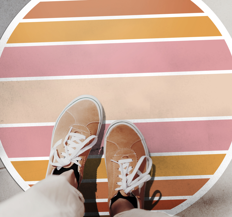 Striped Oval Design striped vinyl rug - TenStickers