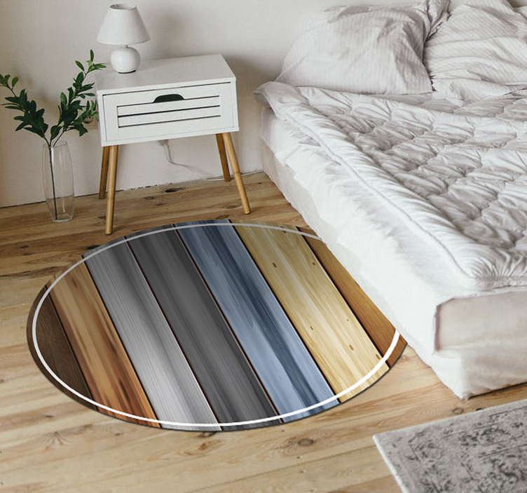 Striped Timber Circlet wood effect vinyl rug - TenStickers