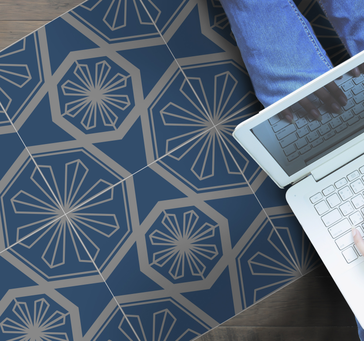 Stunning geometric pattern tile vinyl rug - TenStickers