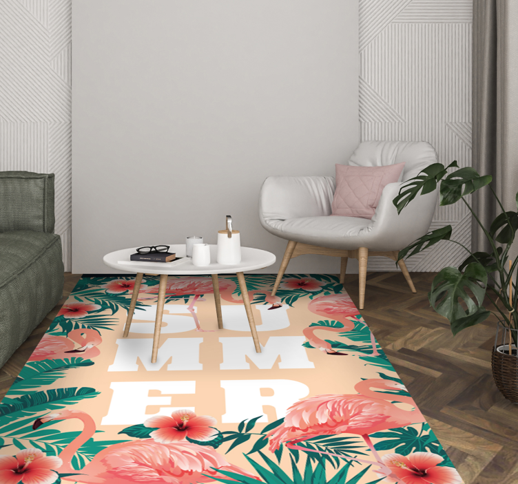 Summer Flamingo Theme event vinyl rug - TenStickers