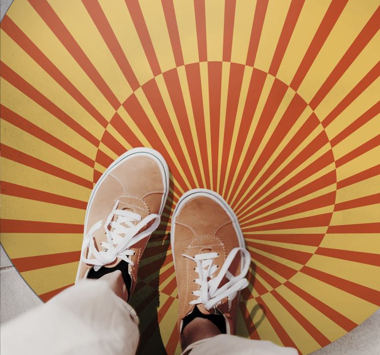 Sunburst Circular Pattern striped vinyl rug - TenStickers