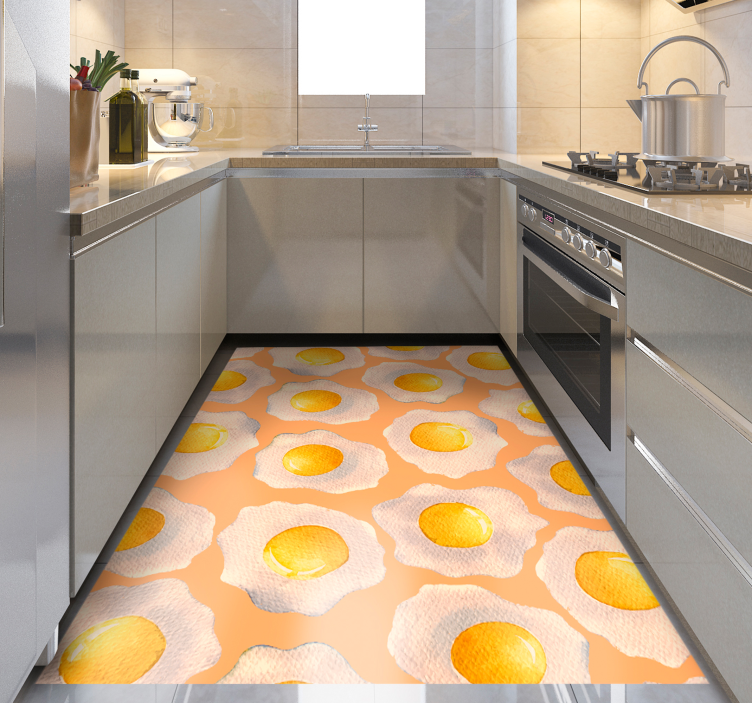 Sunny side up egg  kitchen floor tiles - TenStickers