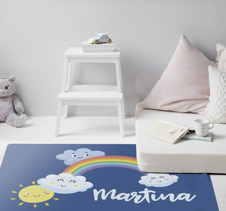 Custom clouds with rainbow kids vinyl rug - TenStickers