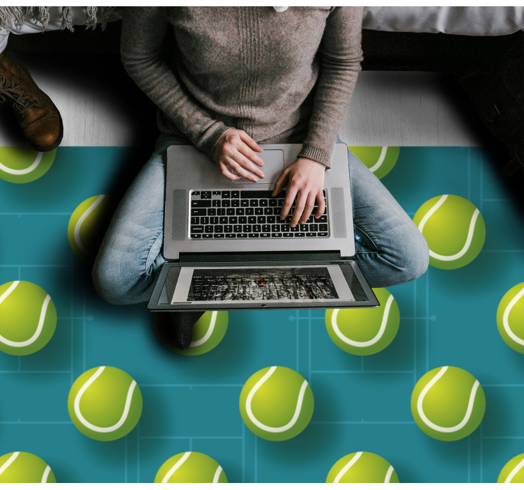 Tennis Ball Pattern teen vinyl rug - TenStickers