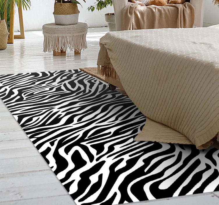 Thin zebra stripes animal print vinyl rug - TenStickers