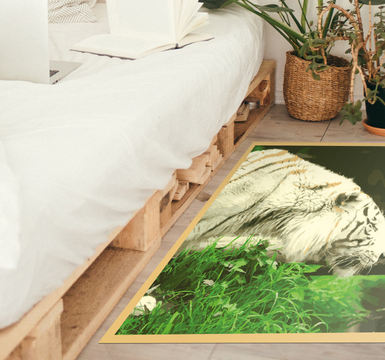 White gger in grass animal vinyl rug - TenStickers