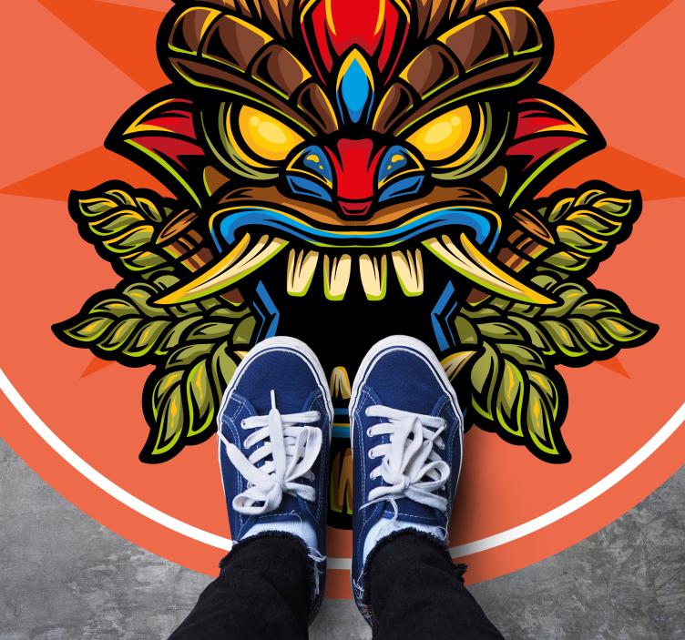 Teen vinyl rug tiki mask design - TenStickers