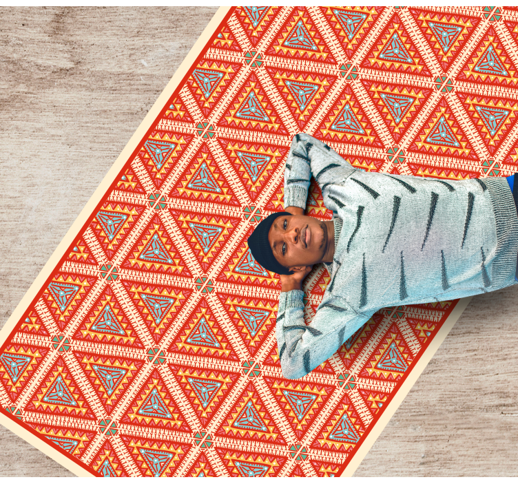 Tribal orange and pink pattern floor rug - TenStickers