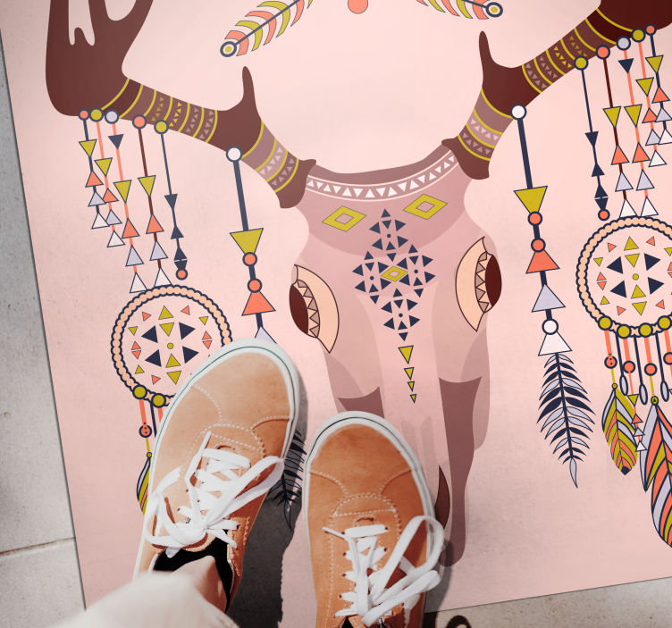 Tribal Stag Skull vinyl rug - TenStickers