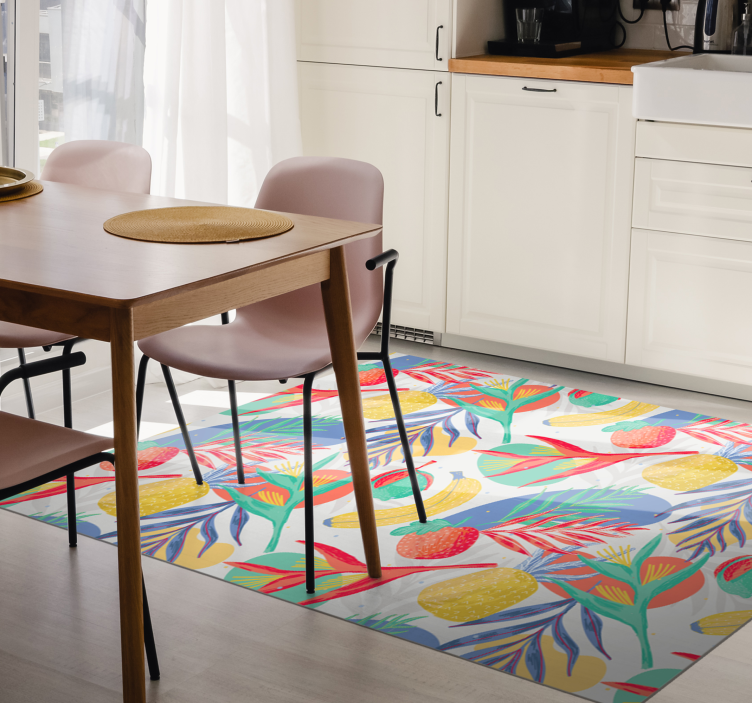 Tropical Delight Pattern floral vinyl rug - TenStickers
