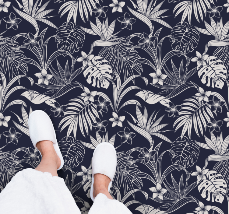 Tropical Floral Pattern nature vinyl rug - TenStickers
