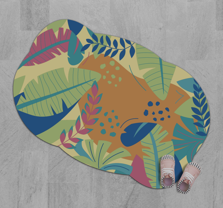 Tropical Foliage Motif nature vinyl rug - TenStickers