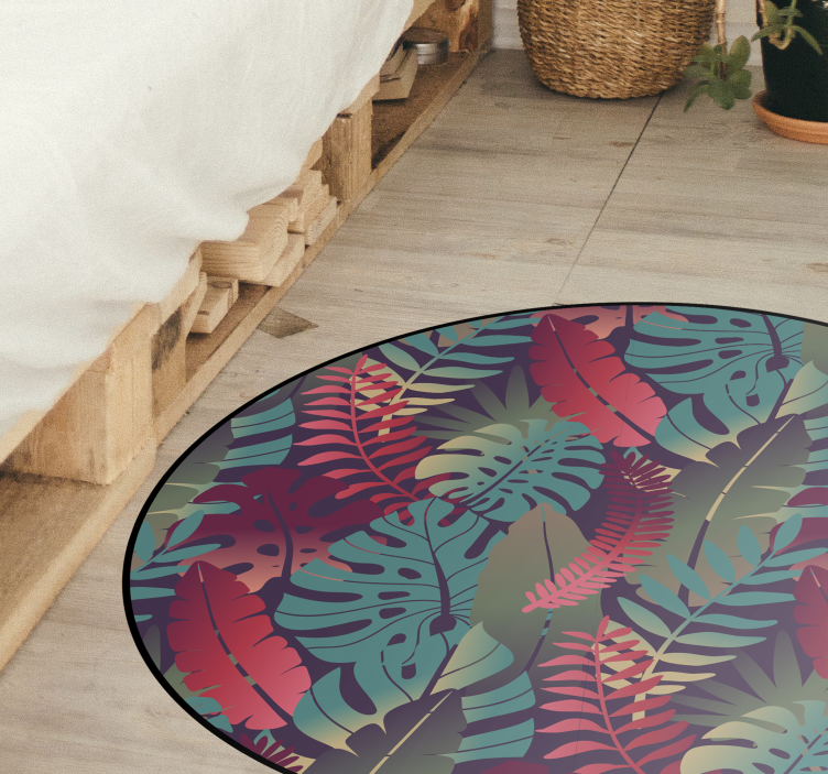 Tropical Leaf Composition nature vinyl rug - TenStickers