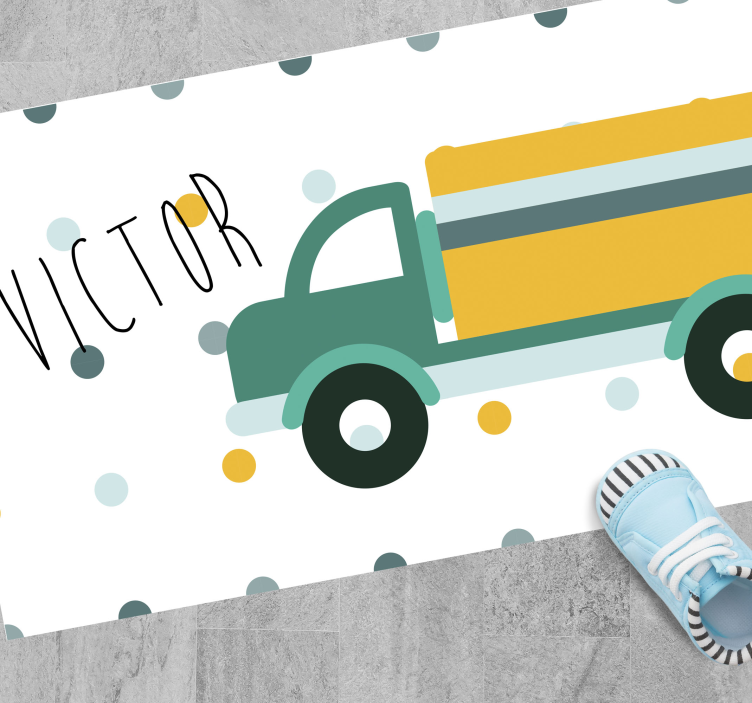 Truck with name personalised mat - TenStickers