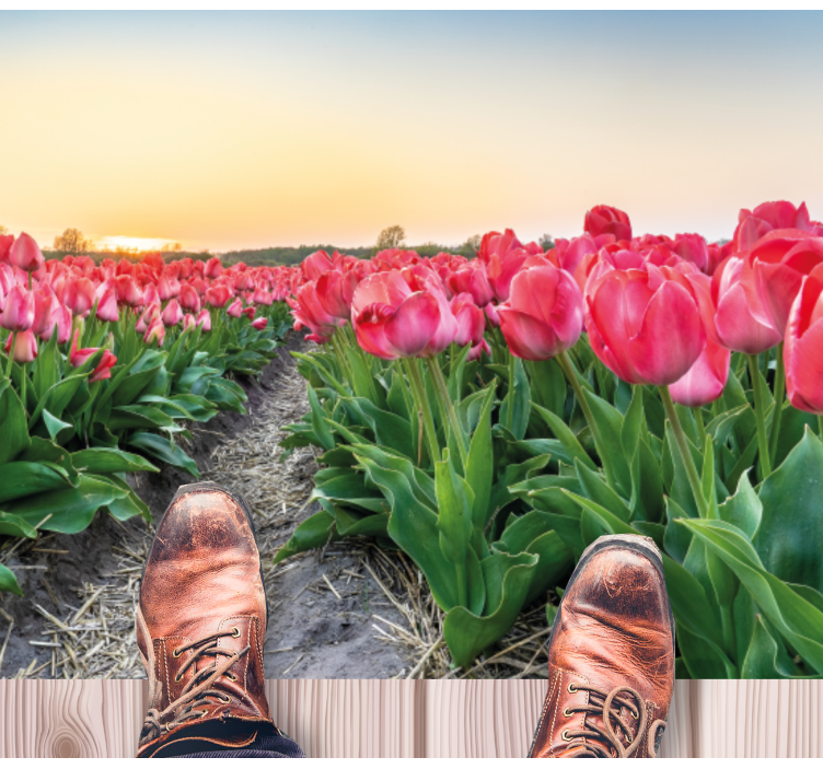 Tulip Field Perspective floral vinyl rug - TenStickers