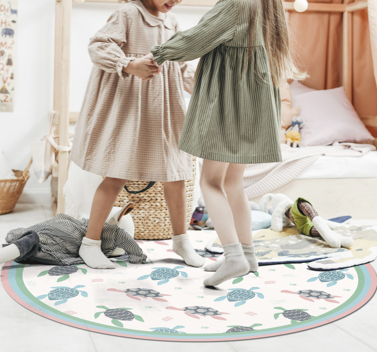 Turtle Play Circle kids vinyl rug - TenStickers