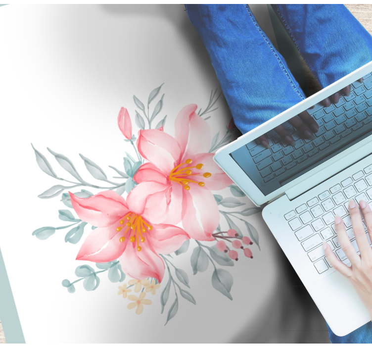 Two pink lily's floral rug - TenStickers