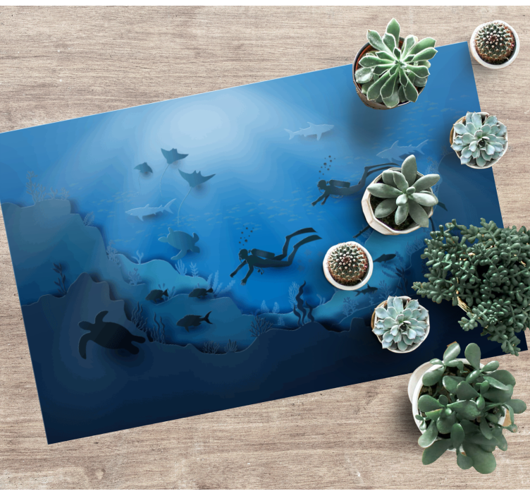 Underwater Exploration nature vinyl rug - TenStickers