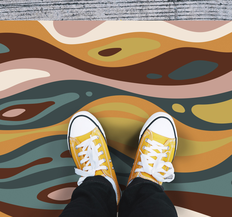 Undulating Earth Hues minimal vinyl rug - TenStickers