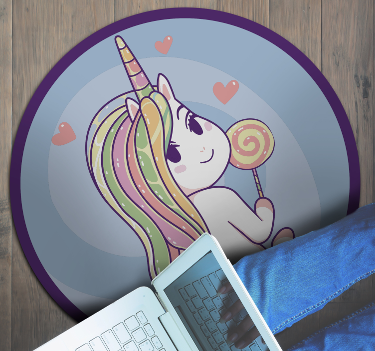 Unicorn Lollipop kids vinyl rug - TenStickers