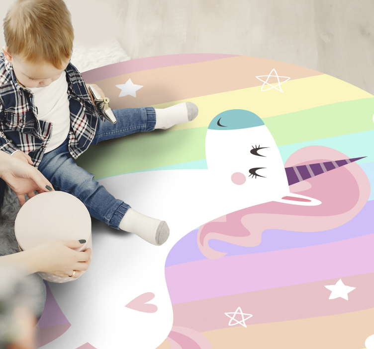 Unicorn Rainbow Decor kids vinyl rug - TenStickers