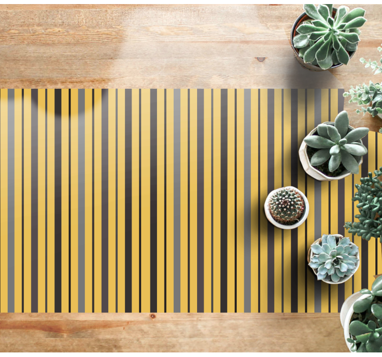 Vertical yellow pattern striped vinyl rug - TenStickers