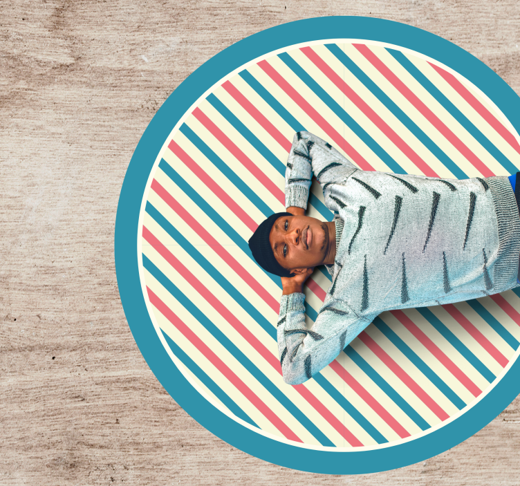 Vibrant Striped Round striped vinyl rug - TenStickers