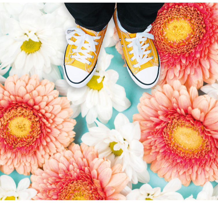 Vibrant blossom floral vinyl rug - TenStickers