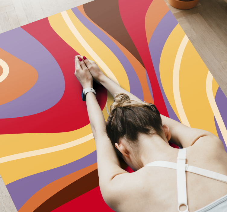 Vibrant Color Waves modern vinyl rug - TenStickers