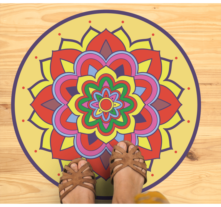 Colorful big flower mandala vinyl rug - TenStickers