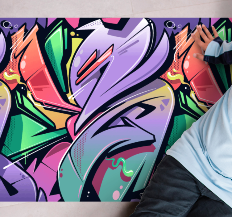 Vibrant graphite flow teen vinyl rug - TenStickers