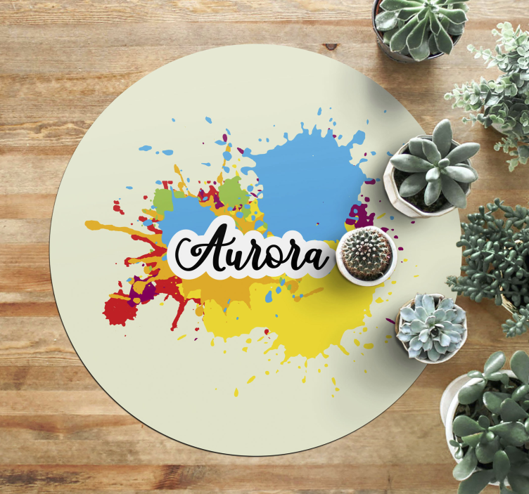 Splash artwork with name textured vinyl rug - TenStickers