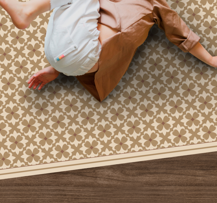 Vintage beige squared pattern kitchen vinyl rug - TenStickers